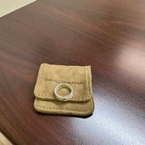 David Yurman Silver Ring with Tan Pouch